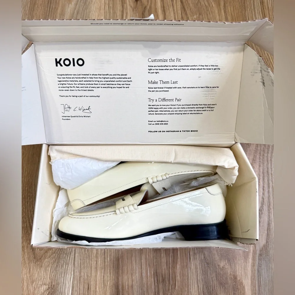 KOIO Brera Pearl Patent Leather Penny Loafers Made in Italy Size 41